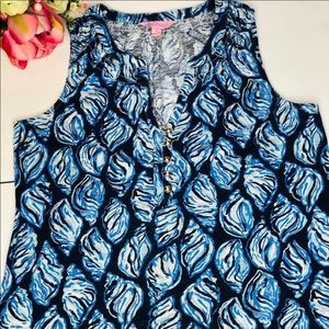 Lilly Pulitzer Tan, Blue cotton print